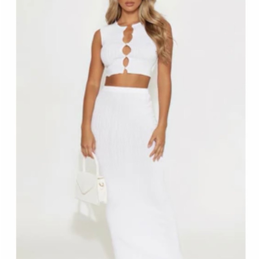 Fashion Nova Arlene Sweater Skirt Set - Off White